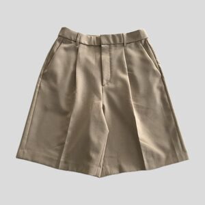 Uniqlo Beige Neutral Pleated Minimalist Normcore Casual Shorts, Womens Size S